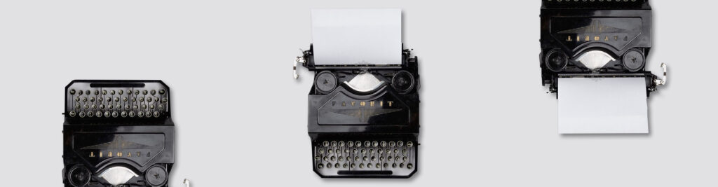 Music press plan poster with typewriter stock photos